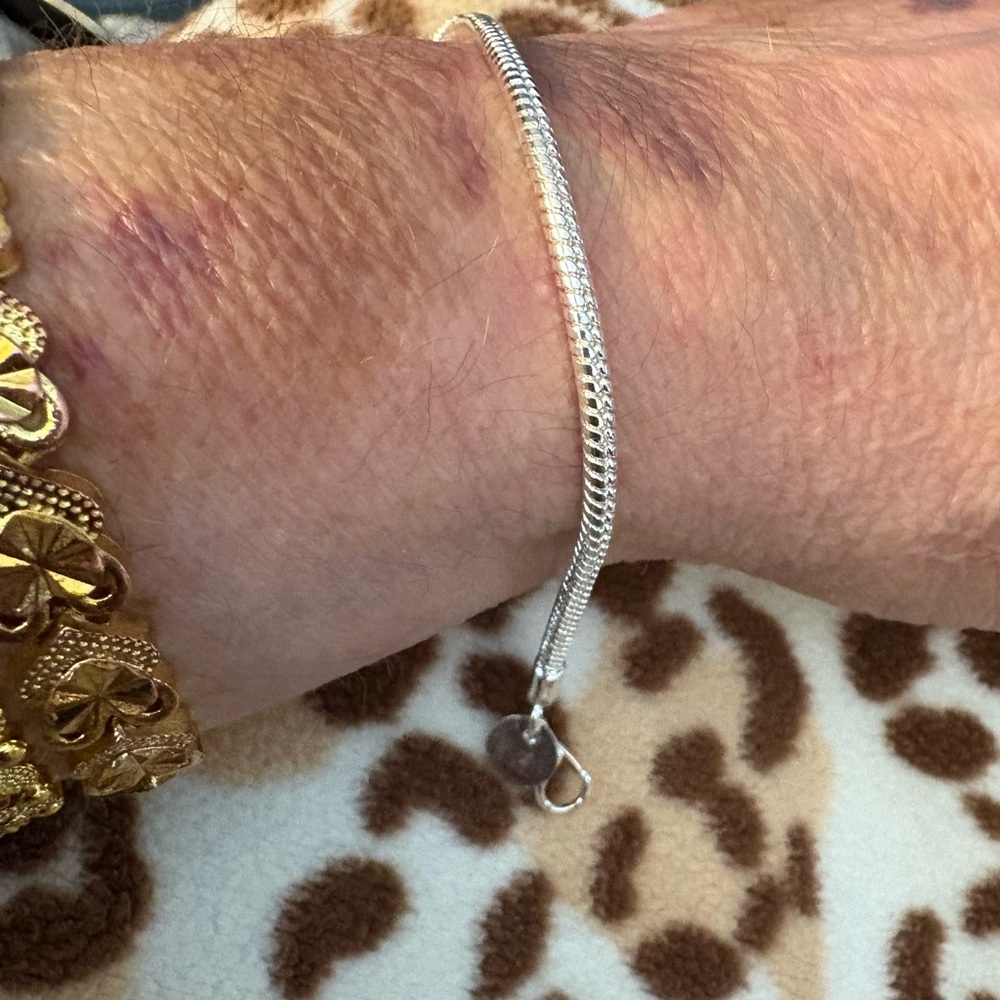 Bracelet- 7.87 length Authentic 925 Sterling Silver Snake Chain Bracelet - Picture 7 of 11